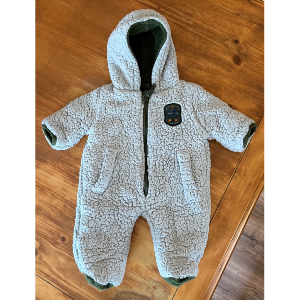 Weatherproof Baby Sherpa Fleece Bunting Snowsuit Hooded Gray 3–6 Months - Picture 7 of 7